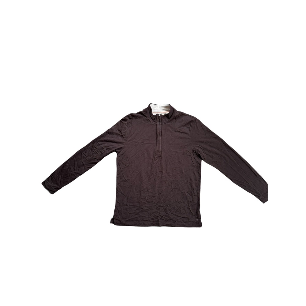 Left Coast Tee Quarter Zip Pullover Mens Brown 100% Pima Cotton Excellent L